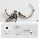 ステンレス チェーンの一コマピアス ドロップ クロス フープピアス ごつめ 揺れる かっこいい シルバー 片耳1点 十字架 大きめ 存在感 メタル メンズ 男性 金属アレルギー対応 イヤリング
