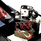 ZIPPO ライター 赤龍 ドラゴン ジッポ 和柄 かっこいい ブラックニッケル レッド おしゃれ 和風 竜 黒 赤 お守り メンズ ギフト プレゼント