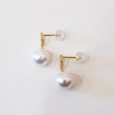 ［pearl626］ 8mm -  8.5mm パール ピアス ダイヤ あこや真珠 K18YG K18WG 0.06ct ダイヤモンド 天草