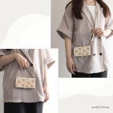 多機種対応 スマホケース 手帳型 【 オレンジ レトロフラワー 刺繍 】 スマホショルダー サイドマグネット ニュアンスカラー