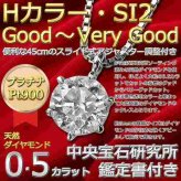 ダイヤモンド ネックレス 一粒 0.5ct プラチナ Pt900 6本爪 ペンダント Hカラー SI2 Goodカット 鑑定書 中央宝石研究所 レディース アクセサリー シンプル 贈り物 ギフト プレゼント