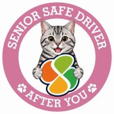 カーサイン 高齢者マーク SENIOR SAFE DRIVER アメリカンショートヘア ステッカー シール 直径13cm 肉球 日本製 車