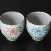 湯呑み 湯のみ 夫婦湯呑 湯呑セット ペア 2客セット 九谷焼 陶器 鉄仙 組湯呑 手描き 和食器 夫婦 ゆのみ お茶碗 ギフト 贈り物 日本製