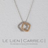 le lien carre.c ゴールド シルバー ネックレス シンプル 可愛い スクエア 四角 プチ つけっぱなし お洒落 レディース 18金 K18 地金 ダブル ペンダント ジュエリー アクセサリー プレゼント