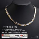 純チタン製 軽い 磁気ネックレス チタンネックレス メンズネックレス ゴールド シルバー 細身 普段使い スポーツ 磁力 磁石 遠赤外線 マイナスイオン メタリック バイカラー 中折れ 男性 金属アレルギー対応