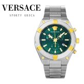 ヴェルサーチェ 腕時計 メンズ グリーン シルバー ゴールド クロノグラフ 46mm VERSACE SPORTY GRECA スポーティ グレカ スイス製 メンズ腕時計 高級 ブランド おしゃれ プレゼント ギフト 卒業 入学 お祝い