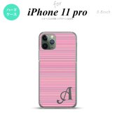 iPhone11Pro iPhone11 Pro スマホケース ハードケース ボーダー 細 ピンク +アルファベット メンズ レディース nk-i11p-1286i