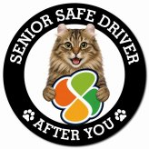 カーサイン 高齢者マーク SENIOR SAFE DRIVER アメリカンカール マグネット 強力 直径13cm 肉球 日本製 車 ステッカー