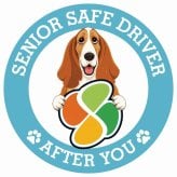 カーサイン 高齢者マーク SENIOR SAFE DRIVER バセットハウンド ステッカー シール 直径13cm 肉球 日本製 車