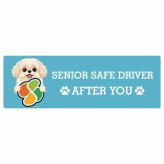 カーサイン 高齢者マーク SENIOR SAFE DRIVER ペキプー ステッカー シール 長方形 20x6.7cm 肉球 日本製 車