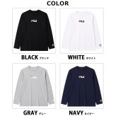  FILA フィラ Tシャツ メンズ 長袖 クルーネック 丸首 カットソー ロンT ブランド ロゴ プリント 無地 シンプル 綿混 おしゃれ  ゆったり 大きいサイズ  M L LL 3L 黒 白 紺 中学生 高校生 karlas