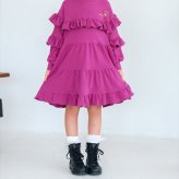 Rora ワンピース 通販 フリルワンピース キッズワンピース 長袖ワンピース お出掛け かわいい 通園通学用 小学校低学年 お出かけ着 セミフォーマル 春秋冬用 かわいい子供服 おしゃれ 女の子 女の子用 発表会