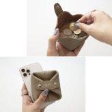 スクエア ころんポーチ 【 本革 ニュアンス 名入れ 】 コインケース マルチポーチ 小物入れ 小銭入れ