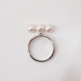［pearl611］6mm - 6.5mm 3連 ライン リング ホワイトピンク あこや真珠 SV925 シルバー