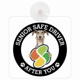 カーサイン 高齢者マーク SENIOR SAFE DRIVER ディアハウンド 車内用 吸盤タイプ 収れん火災防止タイプ 肉球 日本製 車 ステッカー