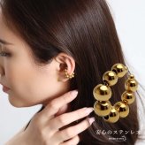 ステンレス つぶつぶイヤーカフ シンプル メタルイヤーカフ かわいい ビーズ つやつや ゴールド 18KGP 片耳1点 プチプラ 耳の穴不要 痛くない レディース 女性 金属アレルギー対応フェイクピアス ノンホール イヤリング