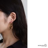 ステンレス 超大ぶりピアス 3連ピアス ツイストピアス フープピアス ゴールド シルバー プチプラ 大きめ 存在感 メタル ワイド 両耳2点 レディース 女性 金属アレルギー対応 イヤリング