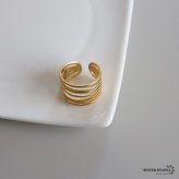 ステンレス 不規則ラインリング ニュアンスリング ごつめ ワイドリング ゴールド プチプラ 槌目模様 透かし 軽やか 存在感 多重 オープン レディース 女性 指輪 金属アレルギー対応