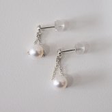 ［pearl454］5.5mm - 6mm 揺れる ピアス あこや真珠 天草 熊本 ペア 普段使い ピンク ホワイト K18 K14