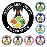 カーサイン 高齢者マーク SENIOR SAFE DRIVER ドーベルマン ステッカー シール 直径13cm 肉球 日本製 車