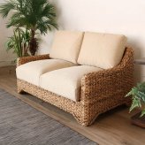ソファ 座椅子 アジアン家具 ー 2人掛け 2人用 幅126cm ウォーターヒヤシンス おしゃれ アジアン アンティーク ナチュラル リゾート インテリア テイスト 家具 リビング 開梱設置無料