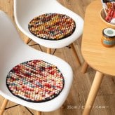 チェアパッド ウール100% 手織りマット ポコポコ 直径約35cm 円形 チェアパッド 座布団 ウールマット ハンドメイド カラフル 椅子用クッション シートクッション チェアクッション 椅子用マット 座面クッション チェアマット 椅子用座布団 家具