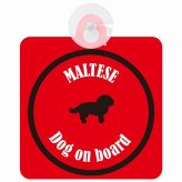 Maltese マルチーズ レッド＆ブラック 車 窓ガラス 吸盤タイプ DOG IN CAR かっこいい おしゃれ 犬 シルエット アメ雑風 カラフル ドッグインカー ドッグオンボード 安全対策 セーフティサイン デコ 外出 ドライブ カーサイン 吸盤