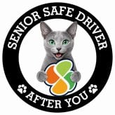 カーサイン 高齢者マーク SENIOR SAFE DRIVER ロシアンブルー ステッカー シール 直径13cm 肉球 日本製 車