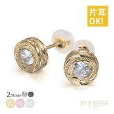 ハワイアンジュエリー ゴールド ピアス K14 14金 一粒 ホワイト ブラックジルコニア 選べる 片耳 一個購入可 スタッドピアス ラウンド K10ゴールド地金入りシリコンキャッチ シンプル 20G ゲージ 受注生産 メンズ レディース プレゼント【品番：GSE101】