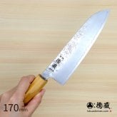 三徳ステンレス包丁　170mm 銀三 梨地仕上げ オリーブ八角柄 日本製 徳蔵刃物 【TOKUZO KNIVES】 JAPAN Kitchen Knives 包丁 ほうちょう ホウチョウ 切れ味 家庭用 万能 両刃 お手入れ簡単 錆に強い プレゼント ギフト 贈り物 一生モノ ステンレス INOX・イノックス