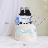 おむつケーキ 出産祝い 今治タオル オーガニック 人気 2段 男の子 赤ちゃん 誕生日プレゼント ハーフバースデー ベビーシャワー 送料無料 con9001
