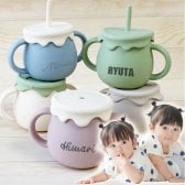 【名入れ無料】 シリコン マグ ベビー キッズ 幼児 子供 食器 離乳 コップ ストローマグ スナックカップ ストロー 3WAY ピンク ブルー グリーン クリーム ベージュ くすみカラー バイカラー はちみつ 出産祝い 誕生日 ギフト 記念 プレゼント