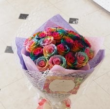 プリザーブドフラワー レインボーローズ 茎もプリザーブドフラワーの1