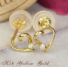 18金 ダイヤモンド スタッドピアス 両耳用1ペア 18k K18 ピンク