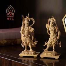 金剛力士像 仁王像 阿形 吽形 一対 仏像 20cm/12cm 天然木 手彫り 崖