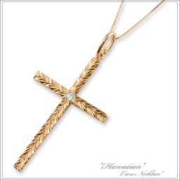 ネックレス レディース クロス k18 ハワイアンジュエリー 18k 18金 ピンクゴールドk18 アクアマリン ハワイアン クロスネックレス 人気 クリスマス