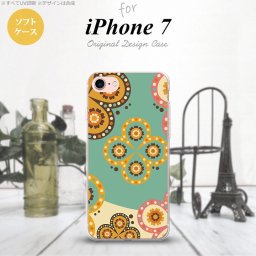 【iPhone7】【スマホケース/スマホカバー】【アイフォン７】iPhone7 スマホケース カバー アイフォン７ ソフトケース エスニック花柄 緑×ベージュ nk-iphone7-tp1581【メール便送料無料】