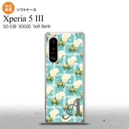 SO-53B SOG05 Xperia5 ケース ソフトケース 花柄 バラ チェック 青 +アルファベット オススメ 人気 おしゃれ スマート シンプル nk-xp53-tp254i