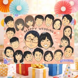 結婚式のお祝いに、ずっとそばに置きたくなる似顔絵です。 贈り物 結婚祝い 似顔絵 名入れ プレゼント 手描き ギフト 結婚式 感謝 お祝い サンクスボード 披露宴 大人数 友達 同僚 新郎新婦 職場 修正無料 名入れ 下書き確認 似てる 喜ばれる サプライズ 宝物 新郎新婦ギフト 婚礼 入籍 サンクスボード 宝物 感謝の品 二次会 ウェディングギフト 記念日 白寿祝い 贈答品 還暦祝い 古希祝い