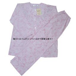 パジャマ 婦人用 寝巻き レディース 日本製 綿100% 婦人 少ーし大きめのペズリー柄の楊柳生地♪ パジャマ 婦人用 寝巻き レディース 【ペズリー柄】【春・夏】ピンク・サックス S・M・L・LL 長袖・長ズボン クレープ生地 日本製 綿100% 婦人 【日本製】ルームウェア ナイトウェア 