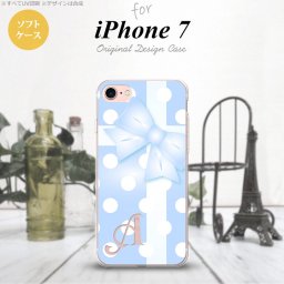【iPhone7】【スマホケース/スマホカバー】【アイフォン７】iPhone7 スマホケース ケース アイフォン７ ソフトケース イニシャル ドット・リボン 青 nk-iphone7-tp302ini【メール便送料無料】