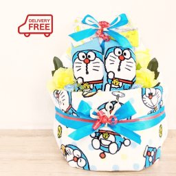 おむつケーキ 出産祝い ドラえもん A 男の子 かわいい  オムツ アーチ型 個性的 おもしろギフト インスタ映え 男女兼用 ベビーギフト ベビーシャワー 赤ちゃん プレゼント おしりふき オーボール 翌日発送可 ベビー・マタニティ記念品【送料無料※沖縄除く】