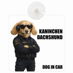 名入れ可 Kaninchen Dachshund カニンヘンダックスフンド DOG IN CAR 吸盤 収れん火災防止タイプ 車内用 セキュリティガード風 ちょい悪 ドッグオンボード 安全対策 あおり運転 セーフティサイン 窓ガラス カーサイン 車 犬