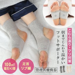 ツリニックサポーター[こむら返り 防止 サポーター 血行促進 磁気 ソックス 足のつり 予防 就寝用靴下 グッズ 日本製 管理医療機器 磁気治療器 磁気サポーター 足首 足裏 オープントゥ 靴下 夜用 寝るとき かかと穴あき] 即納