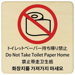 トイレットペーパー持ち帰り禁止 インバウンド 多言語 英語 中国語 韓国語 対応 木製プレート ピクトサイン 正方形 27x27cm 商業施設 飲食店 旅館 ホテル レンタル イベント 表示 場所 掲示 案内板 注意喚起
