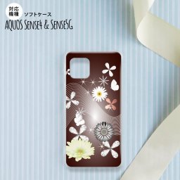 sense4 sense5 Aquos sense4/5 スマホケース ソフトケース 花柄 ミックス B 茶 メンズ レディース nk-sens4-tp276