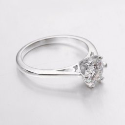 リング キュービックジルコニア ホワイト 真鍮 シルバー 9号 10号 11号 13号 15号 18号 ラウンド 中粒 一粒 6本爪 可愛い かわいい ハート爪 r14080901