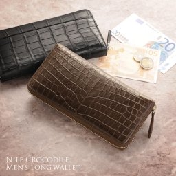 クロコダイル 長財布 マット加工 ラウンドファスナー アウトポケット付き メンズ 財布 本革 全9色 ナイルクロコダイル 大きく開く 使い易い プレゼント ギフト 普段使い 父 ギフト (06001039-mens-1r) クリスマス バレンタイン 父の日 春財布 アクスタポーチ 推し活ケース 定年退職 バレンタイン 成人祝い