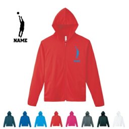 バスケ2  名入れドライジップパーカー お名前入り オリジナル セミオーダーメイド ロングスリーブ チームTシャツ クラブＴシャツ サークル100 紫外線防止 吸水速乾 バスケット　ボール　団体 スポーツウェア フィットネスウェア ダイエット ジョギング 有酸素運動