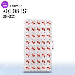 SH-52C AQUOS R7 手帳型スマホケース カバー さくらんぼ チェリー 白  nk-004s-r7-dr179